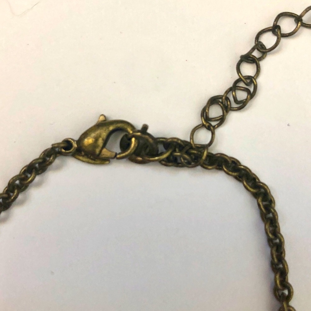 SAQ Vintage Flower Wheel of Life Long Bronze-Like Beaded Lucite Pendant Necklace - Picture 7 of 8